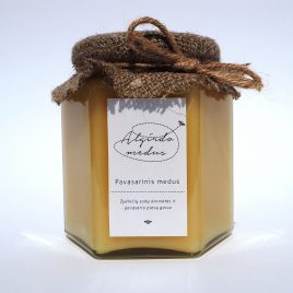 Pavasarinis medus, 500 g. (šešiakampis stiklainis)